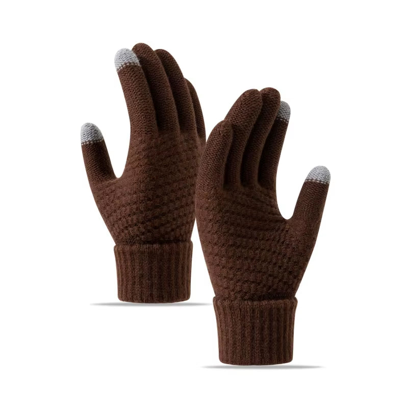 Winter Touch Screen Gloves Women Men Warm Stretch Knit Mittens Imitation Wool Full Finger Guantes Female Crochet Luvas Thicken