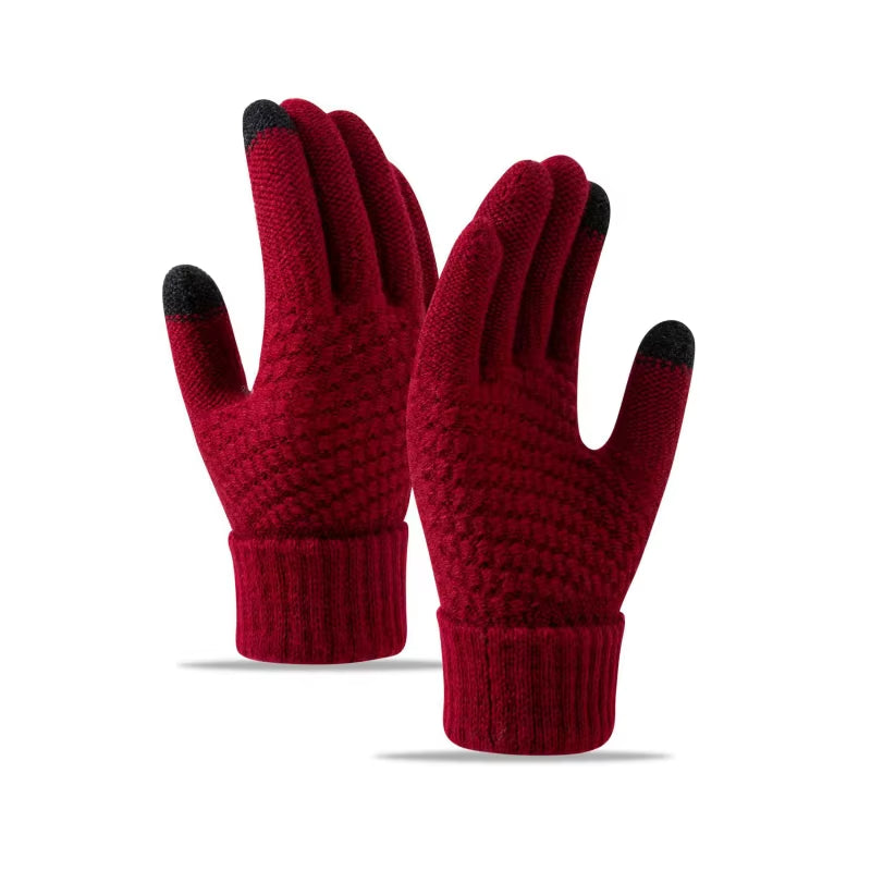 Winter Touch Screen Gloves Women Men Warm Stretch Knit Mittens Imitation Wool Full Finger Guantes Female Crochet Luvas Thicken