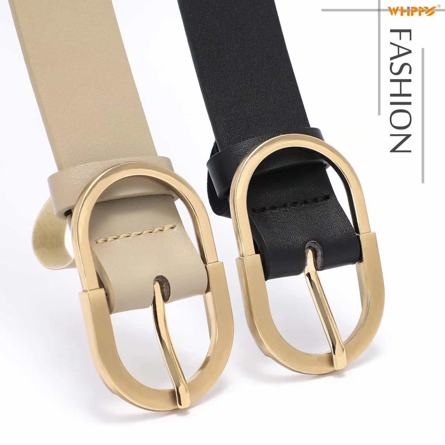 Women'S Leather Belts for Jeans Dress Gold Buckle Ladies Waist Belt