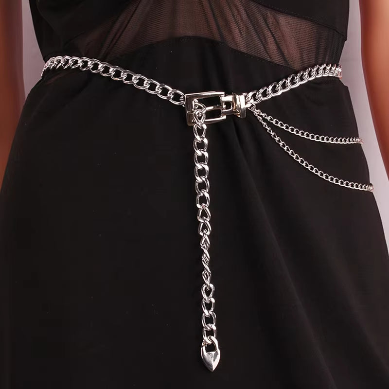 Multi Layer Metal Chain Belts Women Waistbands Long Tassel Waist Chain Dress Jeans Belts Lady Waistband Belts Women Body Chain