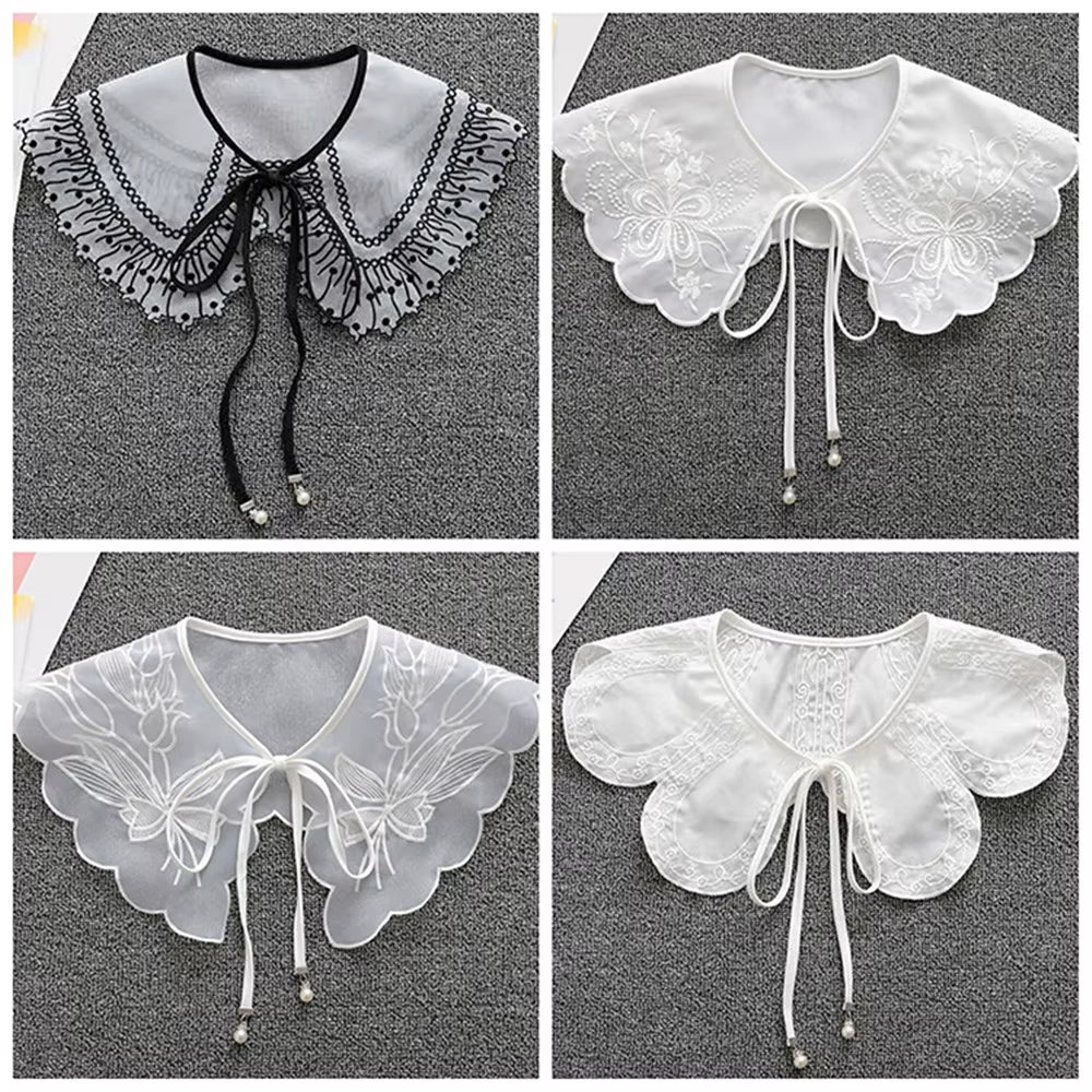 Blusa De Cuello Falso De Encaje Para Mujer, Cuello De Muñeca De Hombro De Nube, Cuello De Camisa Desmontable, Collares Superiores Para Mujer, Envío Directo