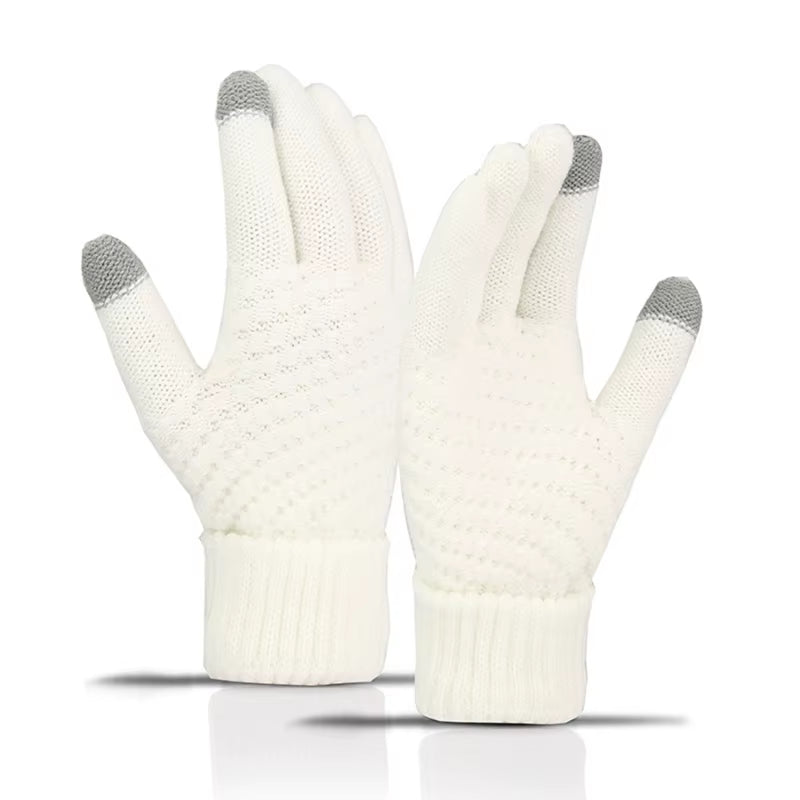 Winter Touch Screen Gloves Women Men Warm Stretch Knit Mittens Imitation Wool Full Finger Guantes Female Crochet Luvas Thicken