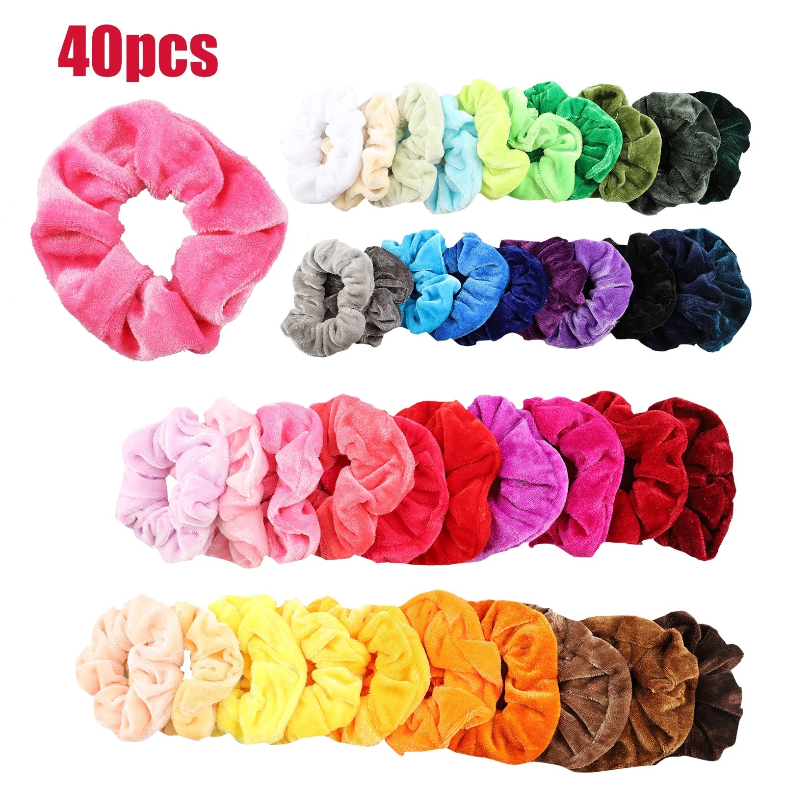 40Pcs Hair Scrunchies,  Elastic Velvet Hair Ropes, Multicolor Hair Ties, Ponytail Holder