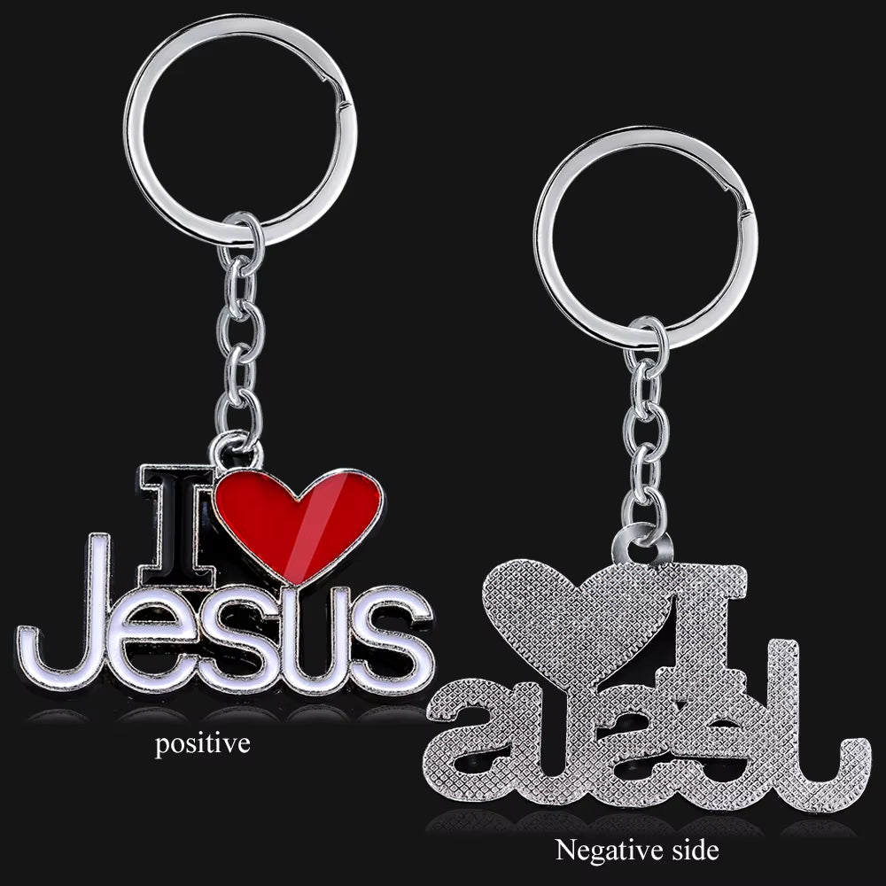 1Pc Creative I Love Jesus Letter Pendant Car Key Ring Christian Keychain Hanging Ornaments Accessories