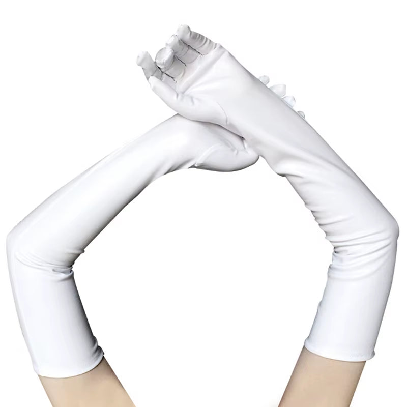 Sexy Women Shiny Long Gloves Leather Latex Cosplay Clothing Pole Dancing Gloves Accessories Black Tight Gloves