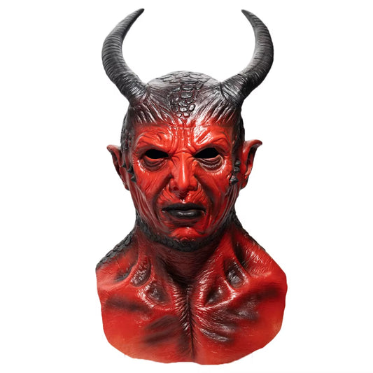 Horror Devil Latex Mask Cosplay Spooky Demon Hellfire Beast Prank Helmet Stage Performance Carnival Halloween Party Props