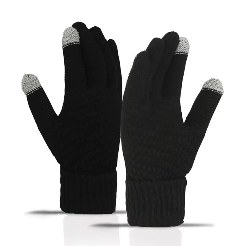 Winter Touch Screen Gloves Women Men Warm Stretch Knit Mittens Imitation Wool Full Finger Guantes Female Crochet Luvas Thicken