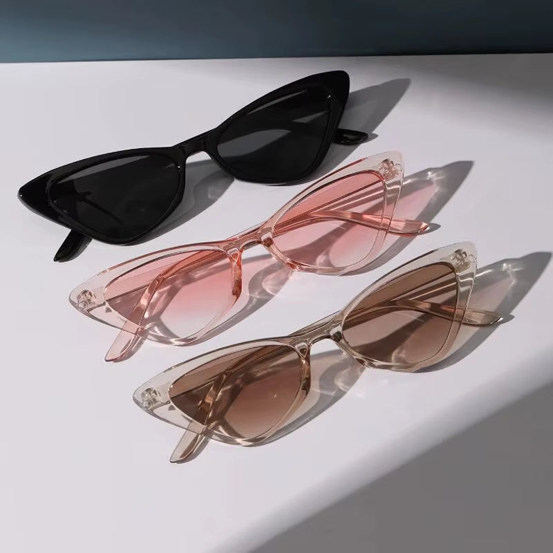 3 Pairs per Set Small Cat Eye Sunglasses Women Cute Skinny Cat Eye Eyewear Retro Vintage Narrow Cateye Sunglasses Set