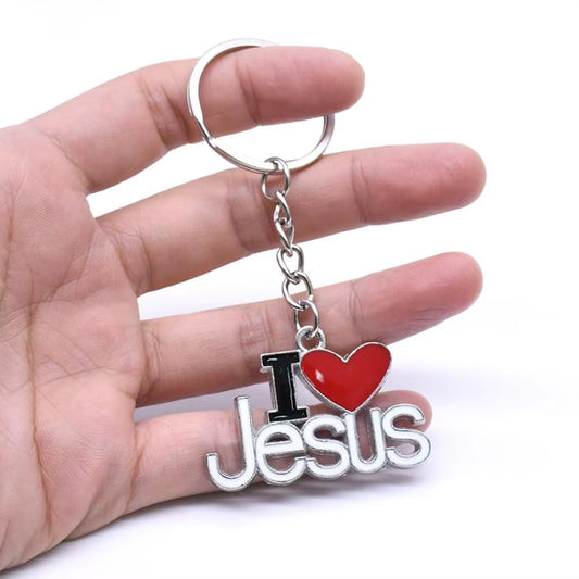 1Pc Creative I Love Jesus Letter Pendant Car Key Ring Christian Keychain Hanging Ornaments Accessories